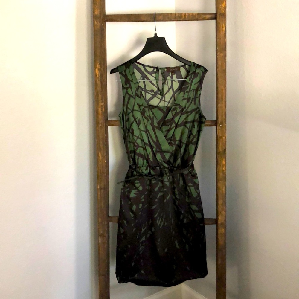 Green and black silk dress